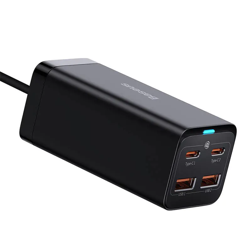 ⁨Baseus GaN3 Pro 2xUSB-C + 2xUSB wall charger, 100W (black)⁩ at Wasserman.eu