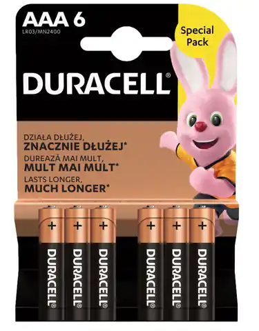⁨Baterie DURACELL Alkaliczna AAA 6 szt. Duracell Basic AAA/LR3 blister 6 szt⁩ w sklepie Wasserman.eu