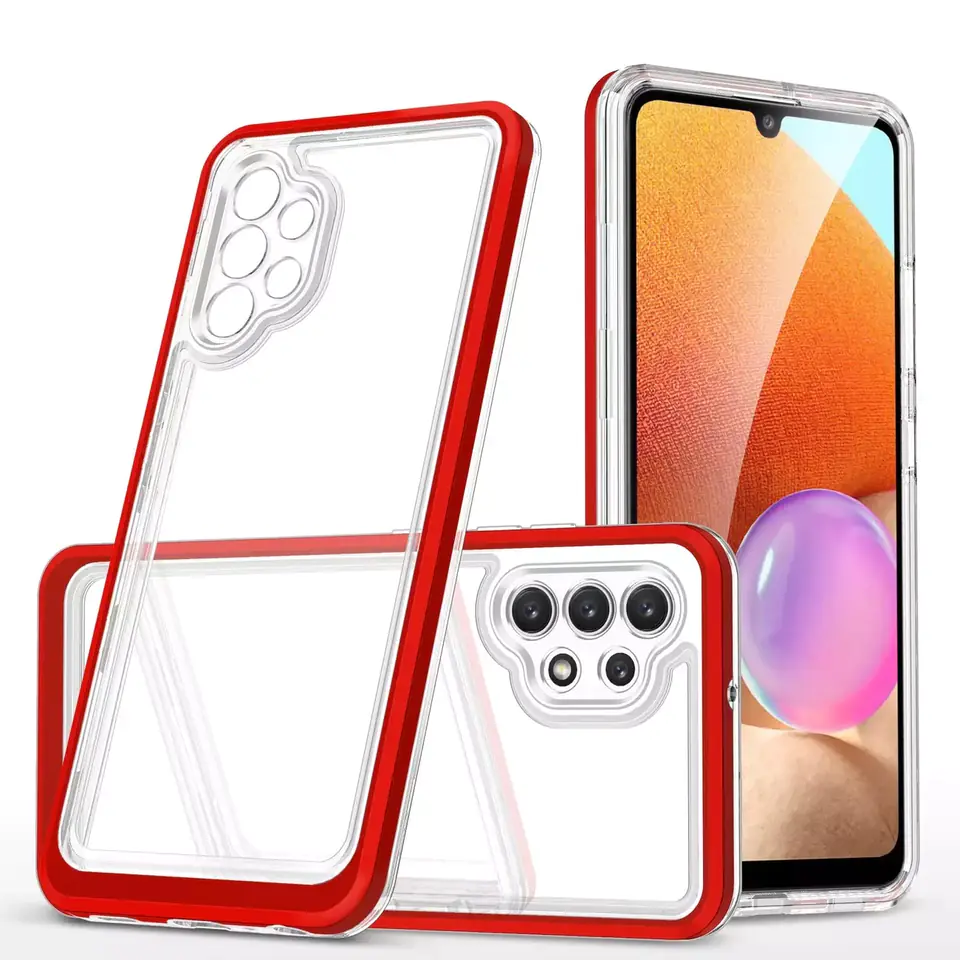 ⁨Clear 3in1 Case for Samsung Galaxy A72 4G Gel Cover with Frame Red⁩ at Wasserman.eu