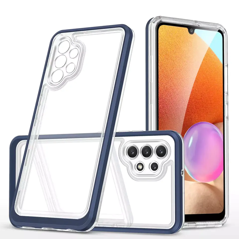 ⁨Clear 3in1 Case for Samsung Galaxy A72 4G Gel Cover with Frame Blue⁩ at Wasserman.eu