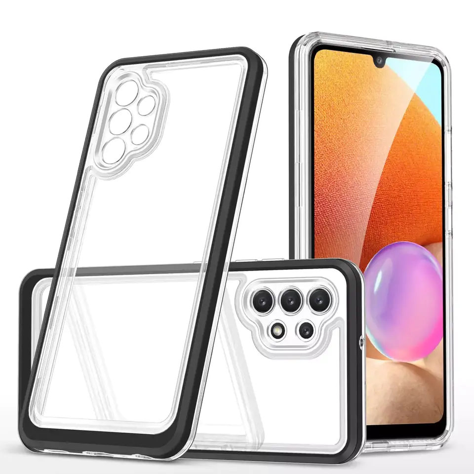⁨Clear 3in1 Case for Samsung Galaxy A72 4G Gel Cover with Frame Black⁩ at Wasserman.eu