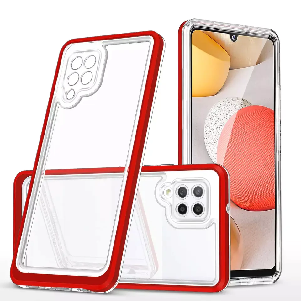 ⁨Clear 3in1 Case for Samsung Galaxy A42 5G Gel Cover with Frame Red⁩ at Wasserman.eu