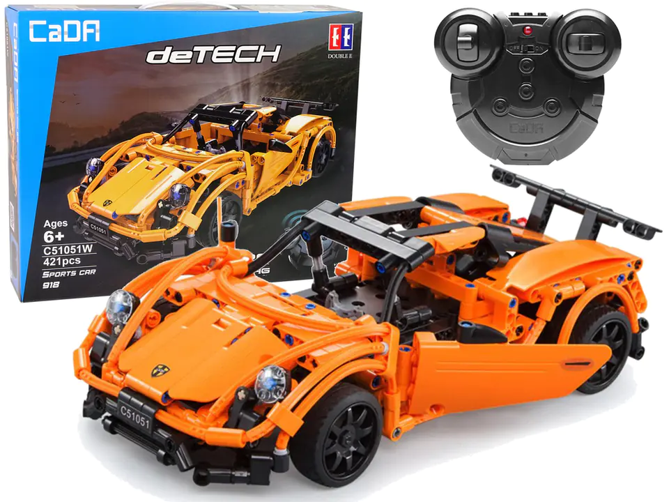 Klocki Konstrukcyjne Auto Sportowe Porsche Pomarańczowe 421 Elementów R/C CADA w sklepie Wasserman.eu