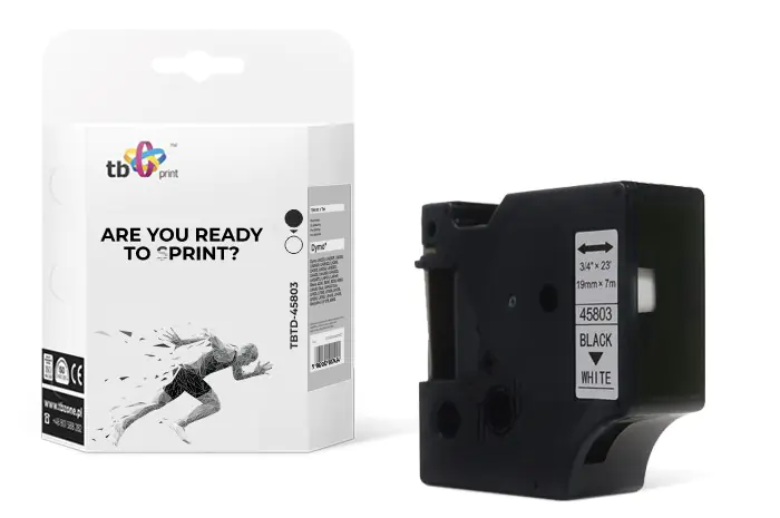 Tape TBTD-45803 for DYMO Black on White, 19x7mm 1pcs. at Wasserman.eu