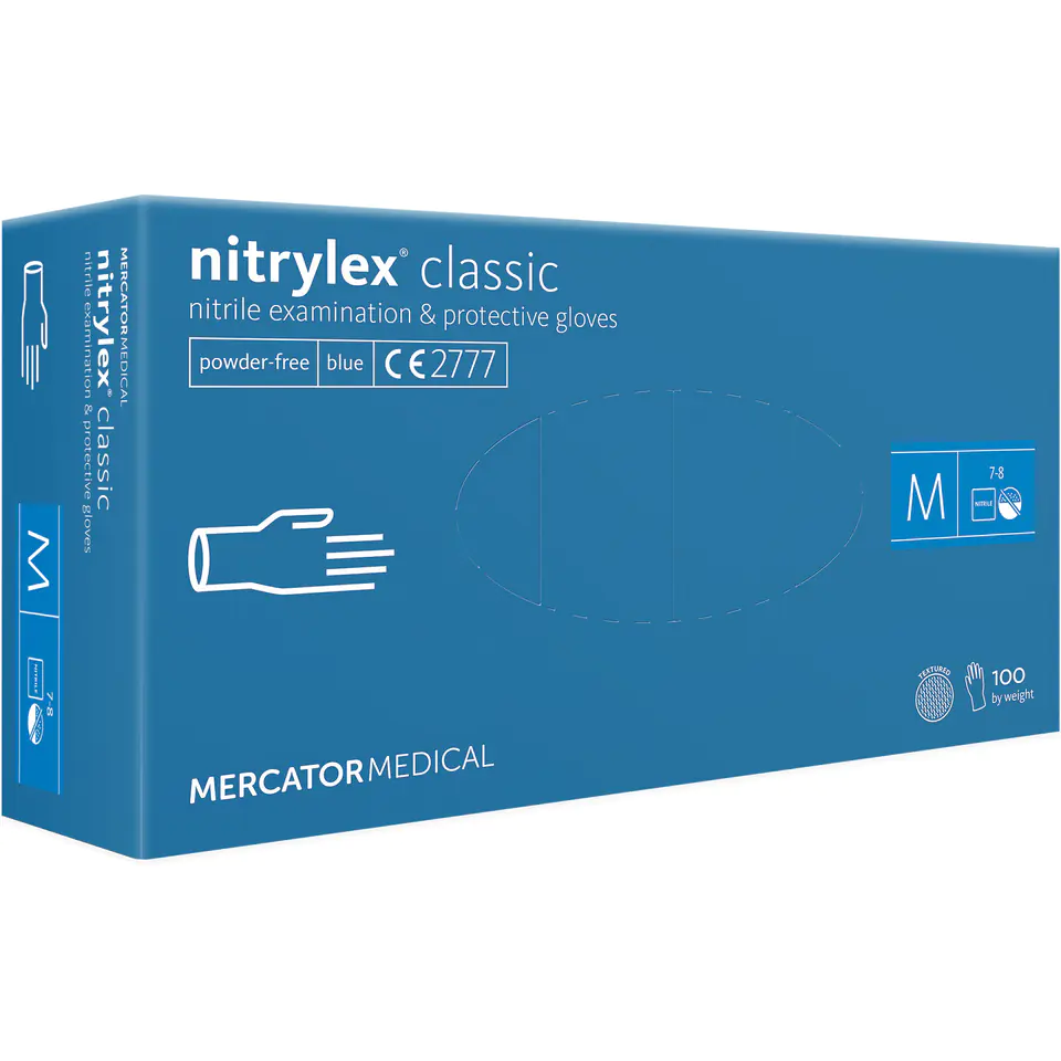 ⁨Gloves NITRILE blue 'M' 7-8 MERCATOR MEDICAL⁩ at Wasserman.eu
