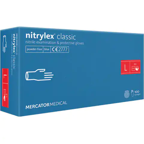 ⁨Rękawiczki NITRYL niebieskie `L` 8-9 MERCATOR MEDICAL⁩ w sklepie Wasserman.eu