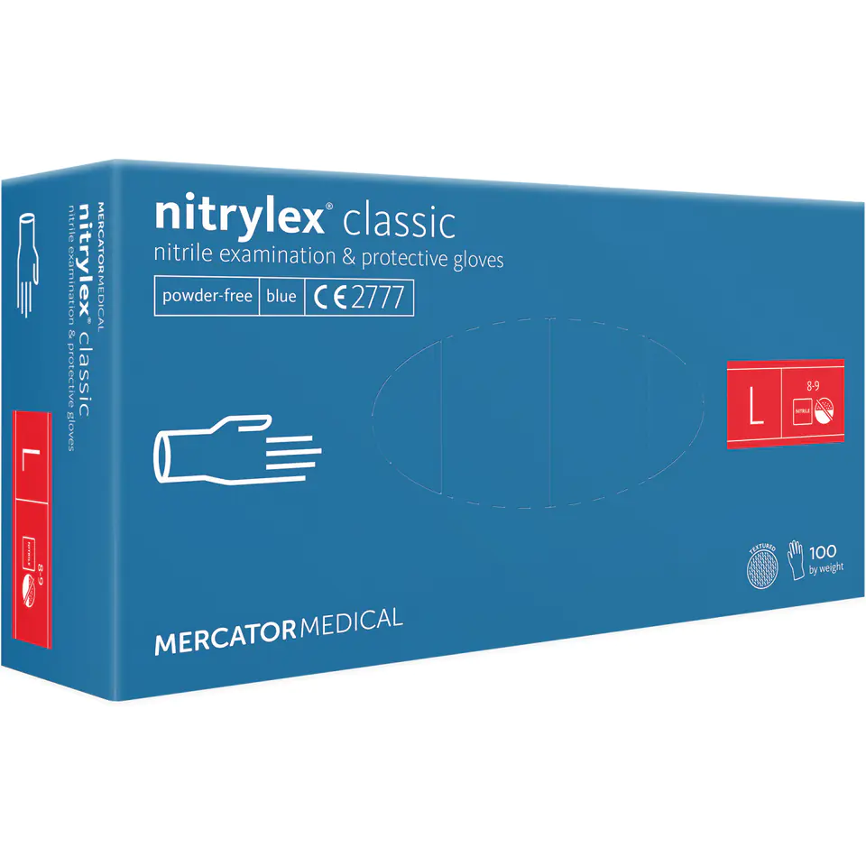 ⁨Gloves NITRILE blue 'L' 8-9 MERCATOR MEDICAL⁩ at Wasserman.eu