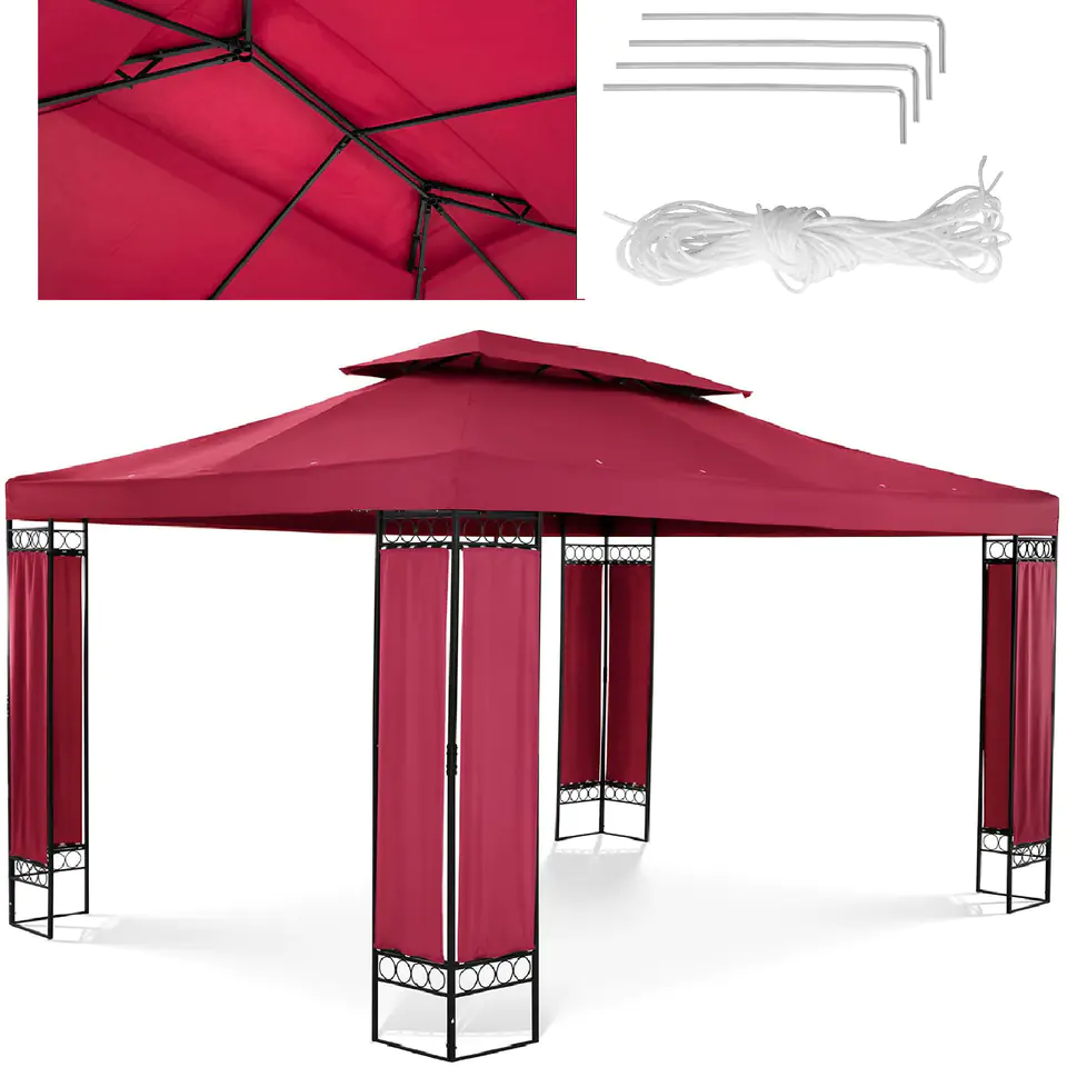 ⁨Garden pavilion, gazebo, folding tent, 3 x 4 x 2.6 m, red wine⁩ at Wasserman.eu