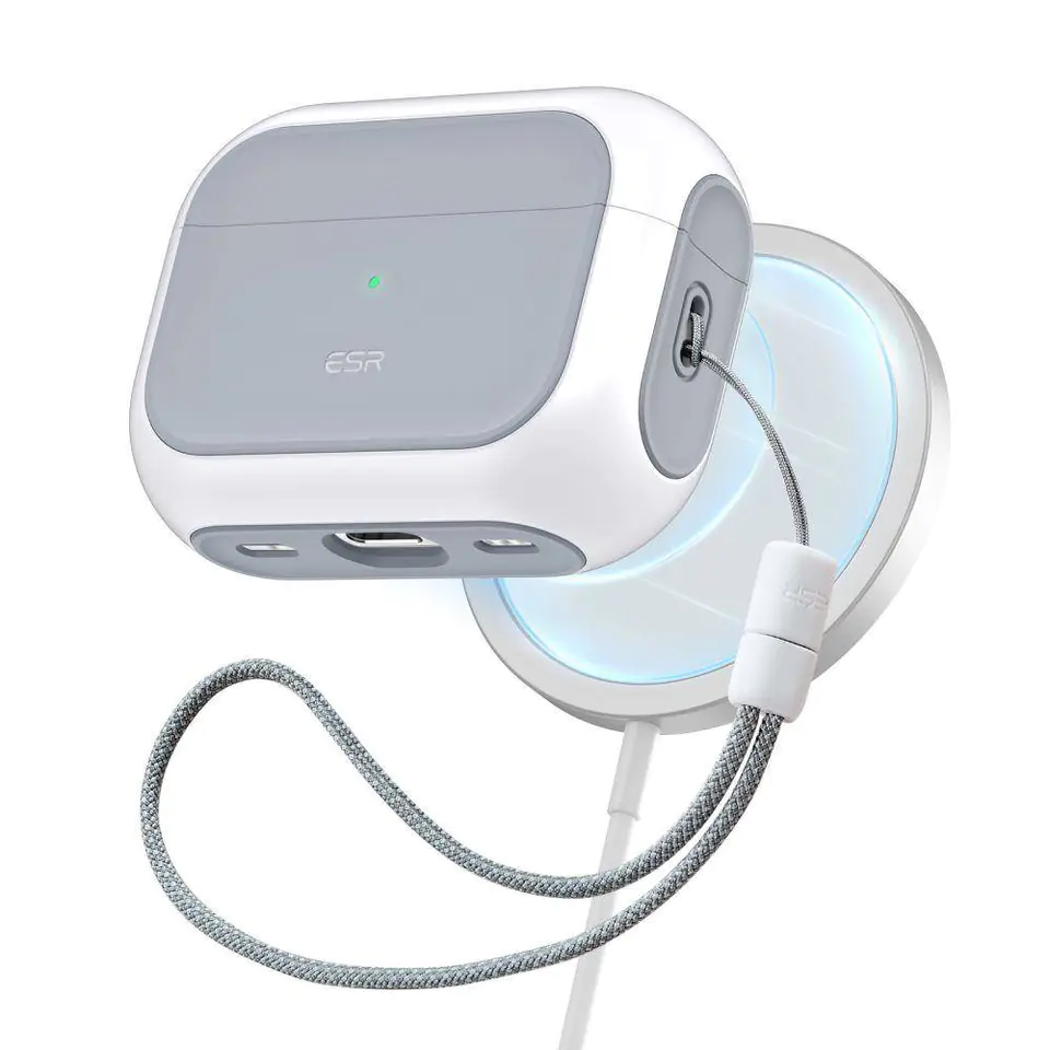 ⁨Etui na Apple AirPods Pro 1 / 2 MagSafe ESR Orbit Halolock biały⁩ w sklepie Wasserman.eu