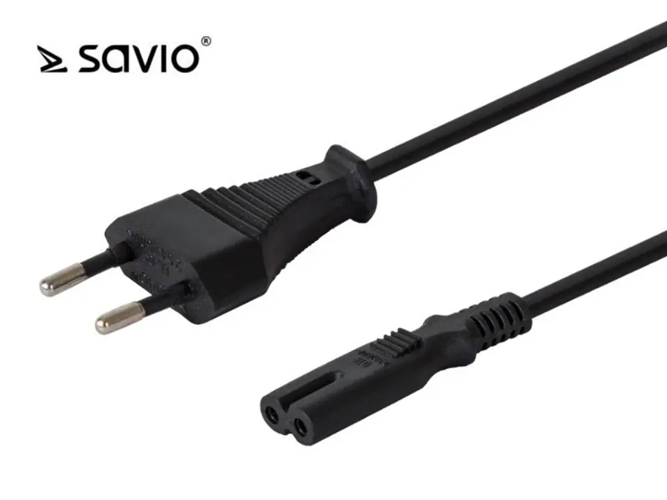 ⁨Power Cord 2pin flat eight, SAVIO CL-100 10pcs., 1.8m⁩ at Wasserman.eu