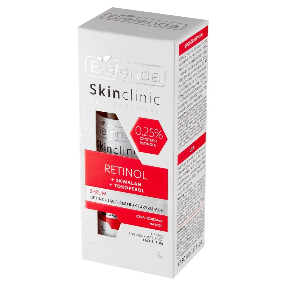 ⁨Bielenda Skin Clinic Professional Retinol Serum liftingująco-restrukturyzujące na noc 30ml⁩ w sklepie Wasserman.eu