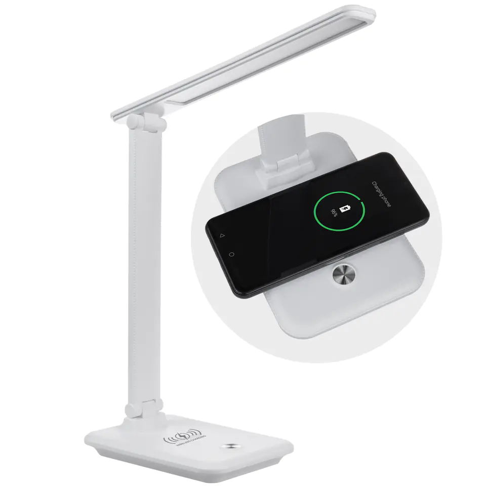⁨LED desk lamp Maclean, max. 9W, 220-240V AC, colour changeable, dimmable, wireless charger, 450lm, MCE616 W⁩ at Wasserman.eu