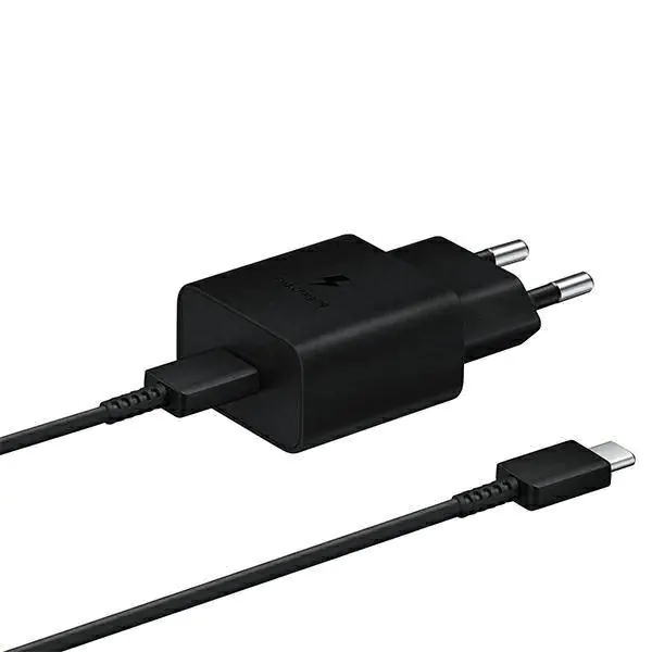 ⁨Ład. siec. Samsung EP-T1510XB 15W Fast Charge + kabel USB-C/USB-C czarny/black⁩ w sklepie Wasserman.eu
