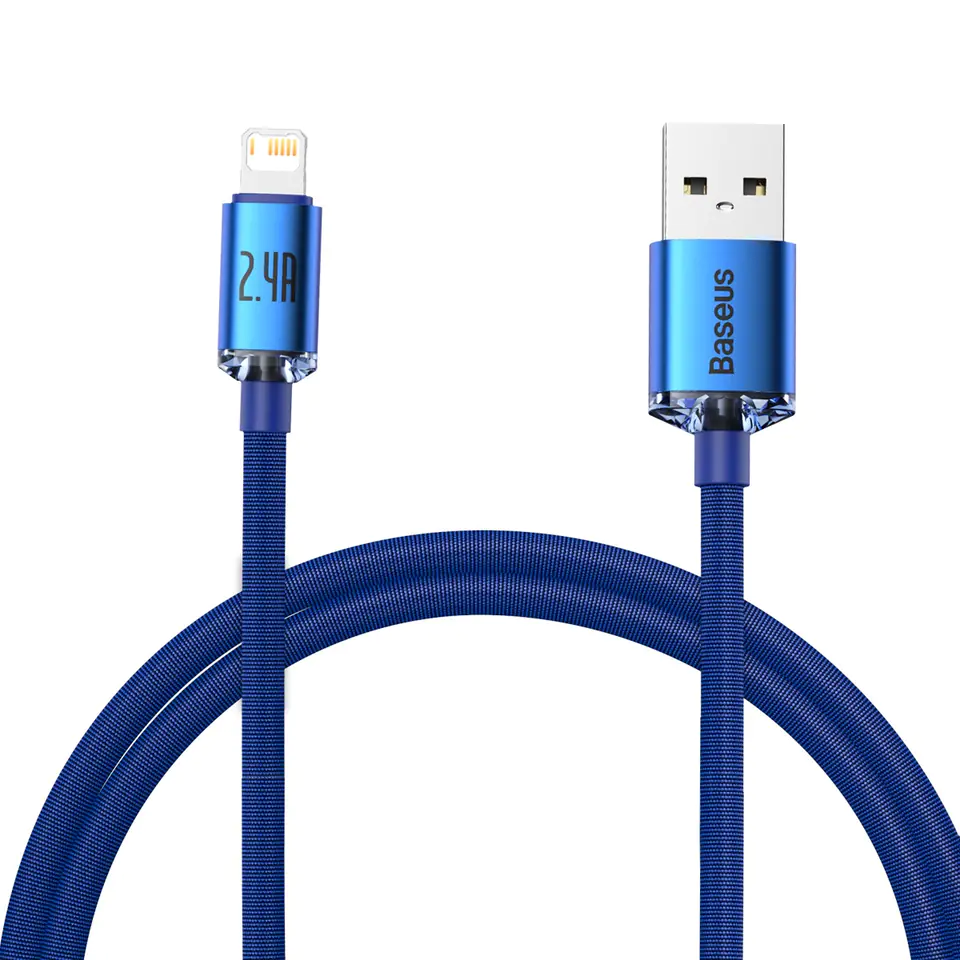 ⁨USB cable for Lightning Baseus Crystal Shine, 2.4A, 1.2m (blue)⁩ at Wasserman.eu