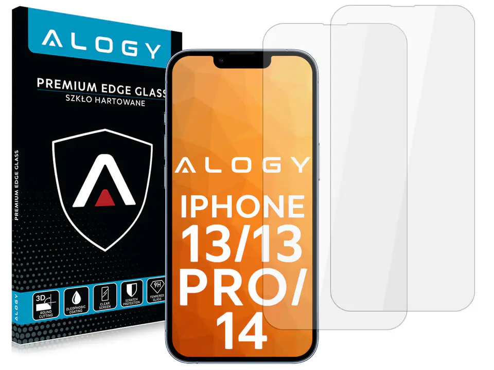 ⁨2x Szkło hartowane Alogy na ekran do Apple iPhone 13/ 13 Pro/ 14⁩ w sklepie Wasserman.eu