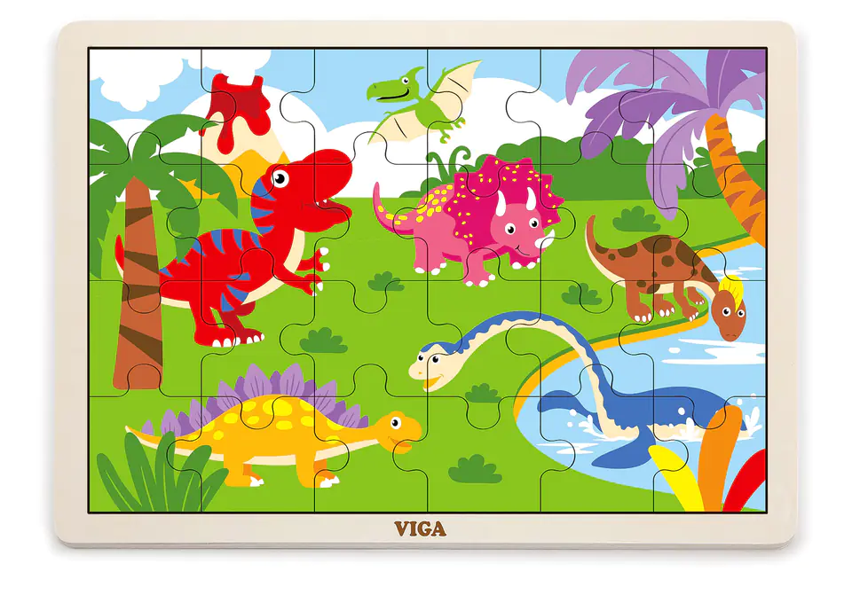 ⁨Viga 51460 Puzzle na podkładce 24 elementy - dinozaury⁩ at Wasserman.eu