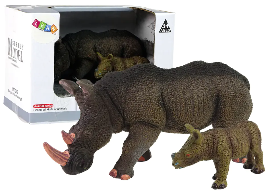 ⁨Set of 2 Rhinoceros with Young Rhinos Figures⁩ at Wasserman.eu