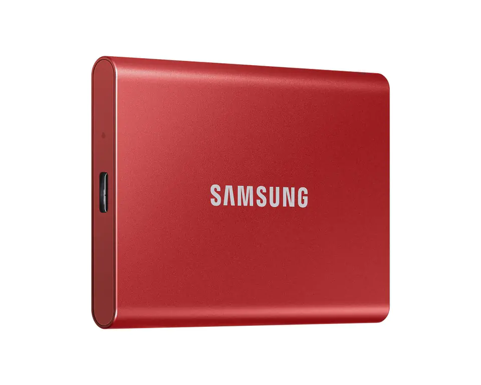 ⁨Dysk zewnętrzny SSD Samsung T7 1TB USB 3.2 (czerwony)⁩ w sklepie Wasserman.eu