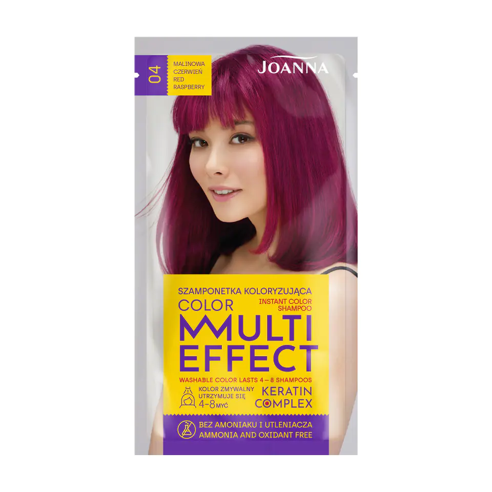 ⁨Joanna Multi Effect Color Keratin Complex Shampoo - 04 Raspberry Red 35g⁩ at Wasserman.eu