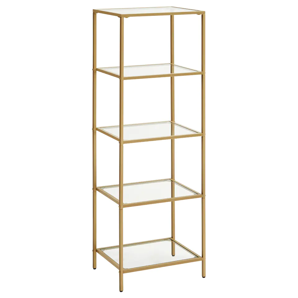 ⁨Regał wysoki szklany uniwersalny złoty 124 cm⁩ w sklepie Wasserman.eu