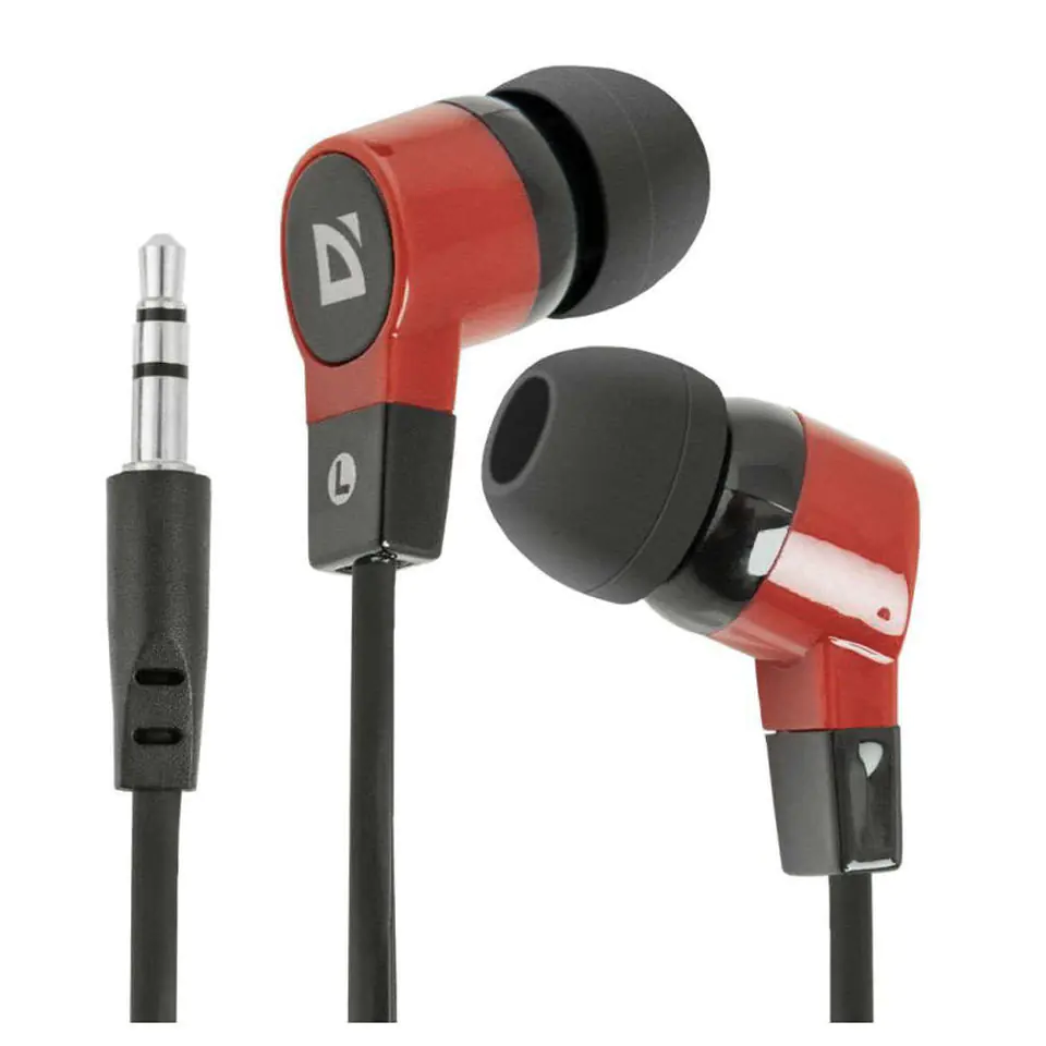 ⁨Wired In-ear Headphones Defender Basic 619 mini Jack 3.5mm Black-Red⁩ at Wasserman.eu