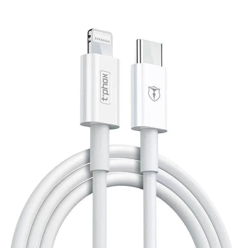 ⁨T-PHOX GLARY LITE SERIES 18W 1M USB-C/LIGHTNING WHITE CABLE⁩ at Wasserman.eu