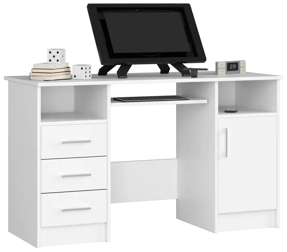 ⁨ANA DESK 124 cm FREESTANDING WHITE⁩ at Wasserman.eu