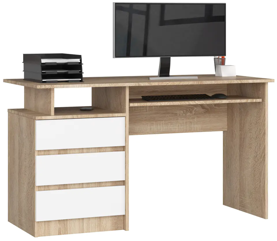 BIURKO CLP 135cm PK SONOMA / BIAŁY w sklepie Wasserman.eu