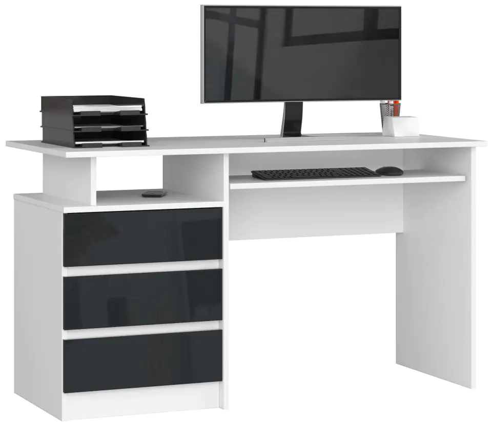 BIURKO CLP 135cm PK BIAŁE / GRAFIT POŁYSK w sklepie Wasserman.eu