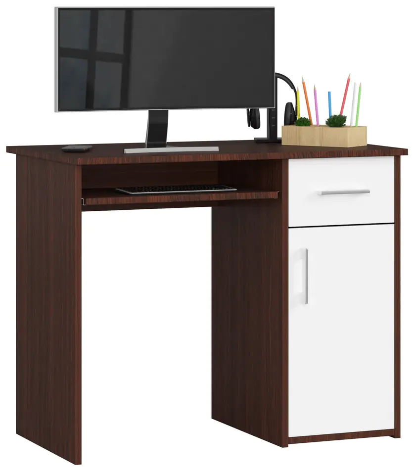 ⁨PIN DESK 90 CM WENGE / FREESTANDING WHITE⁩ at Wasserman.eu