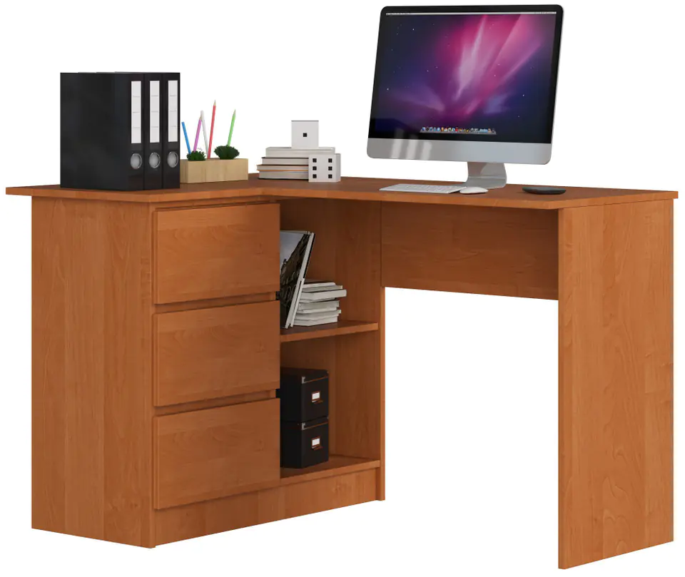 ⁨CORNER DESK B16 124 cm LEFT 3 ALDER DRAWERS⁩ at Wasserman.eu