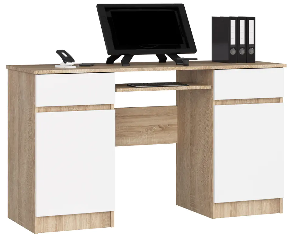 ⁨COMPUTER DESK A5 135 cm SONOMA / WHITE⁩ at Wasserman.eu