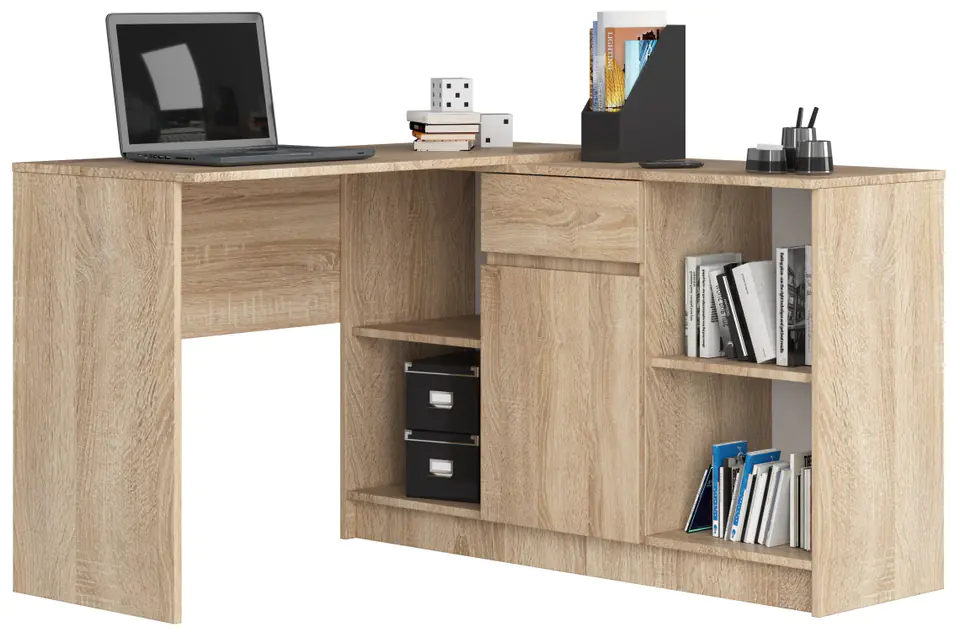 ⁨CORNER DESK - SET B-17 CHEST OF DRAWERS AND DESK SONOMA OAK⁩ at Wasserman.eu