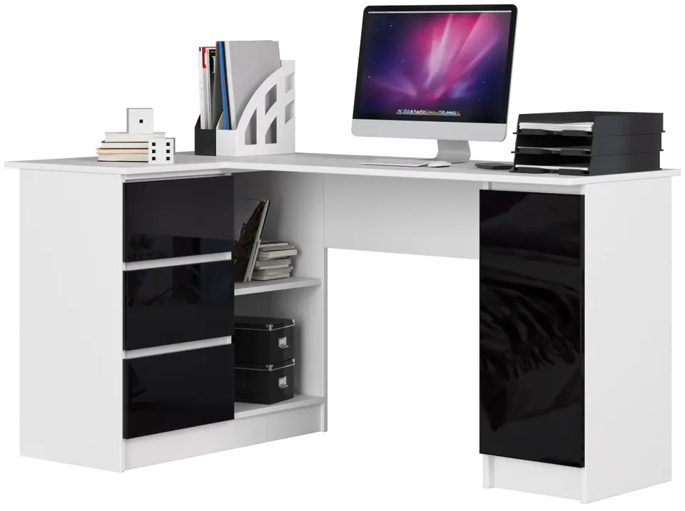 ⁨CORNER DESK B20 155 cm LEFT GLOSS BLACK⁩ at Wasserman.eu