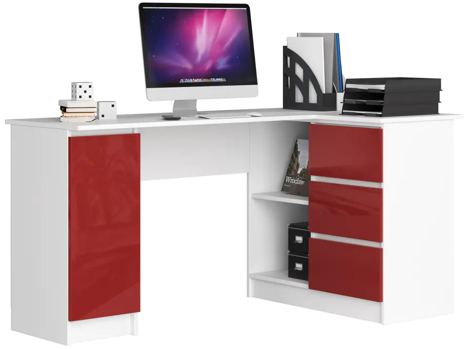 ⁨CORNER DESK B20 155 cm RIGHT RED GLOSS⁩ at Wasserman.eu