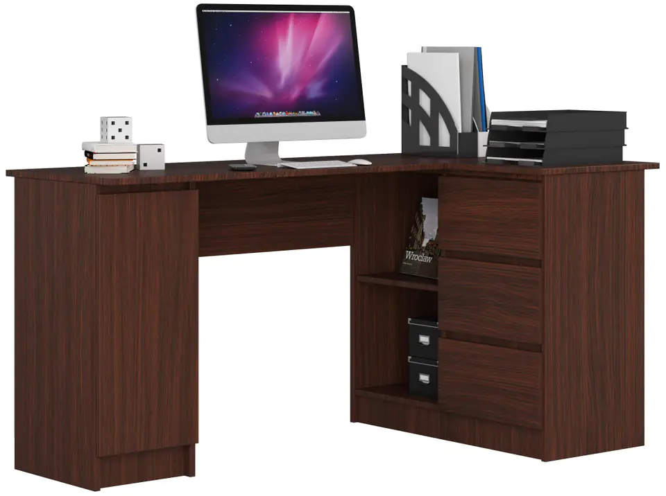 ⁨CORNER DESK B20 155 cm RIGHT WENGE⁩ at Wasserman.eu