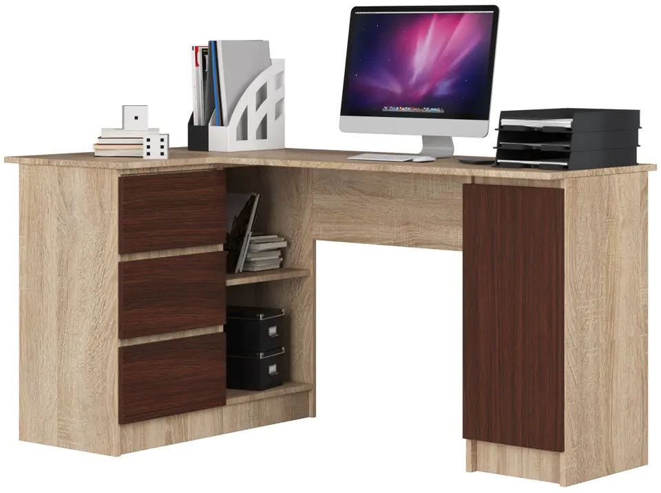 ⁨CORNER DESK B20 155 cm LEFT SONOMA / WENGE⁩ at Wasserman.eu