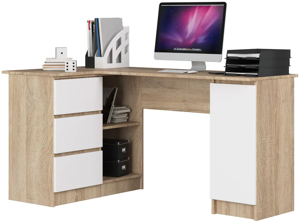 ⁨CORNER DESK B20 155 cm LEFT SONOMA / WHITE⁩ at Wasserman.eu