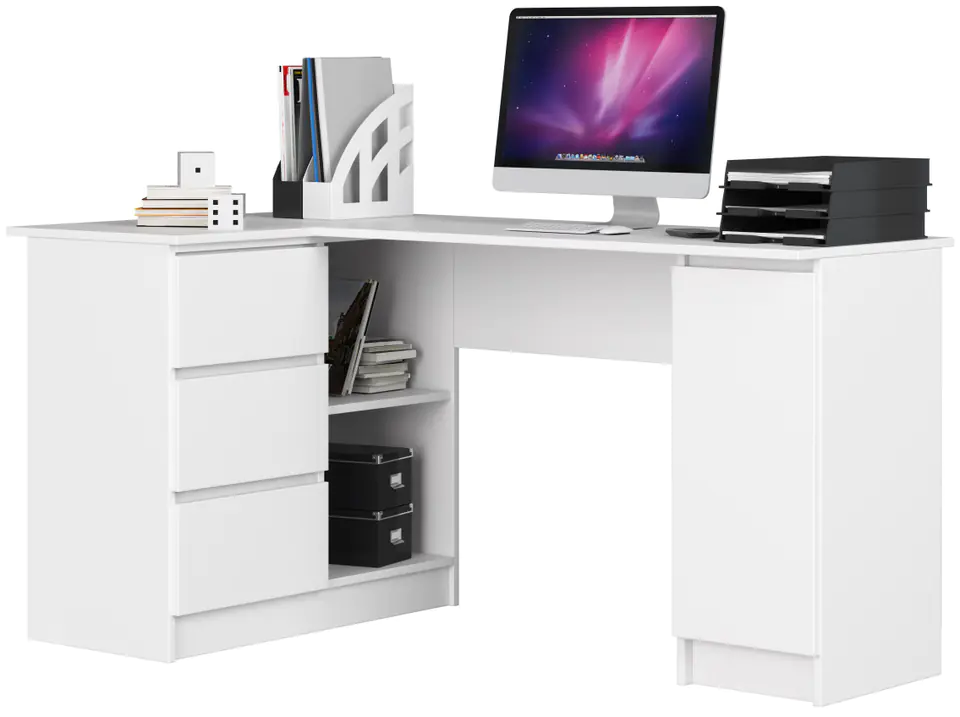 ⁨CORNER DESK B20 155 cm LEFT WHITE⁩ at Wasserman.eu