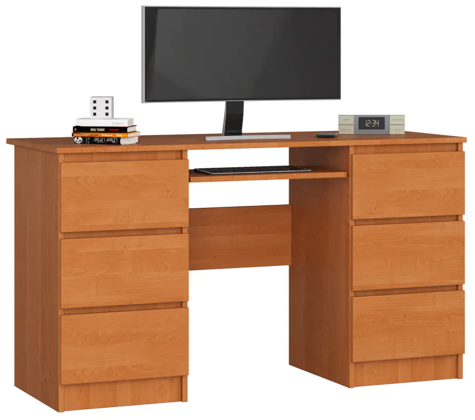 ⁨COMPUTER DESK A-11 135 cm 6 ALDER DRAWERS⁩ at Wasserman.eu