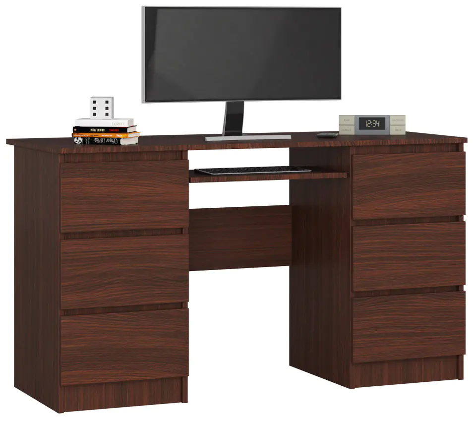 BIURKO KOMPUTEROWE A-11 135 cm 6 SZUFLAD WENGE w sklepie Wasserman.eu