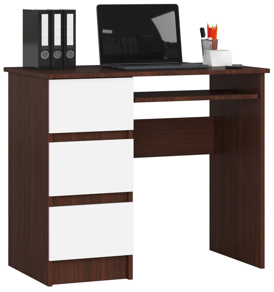 ⁨COMPUTER DESK A-6 90 cm LEFT WENGE / WHITE⁩ at Wasserman.eu