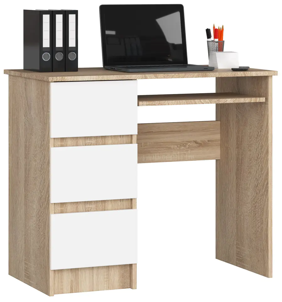 ⁨COMPUTER DESK A-6 90 cm LEFT SONOMA / WHITE⁩ at Wasserman.eu