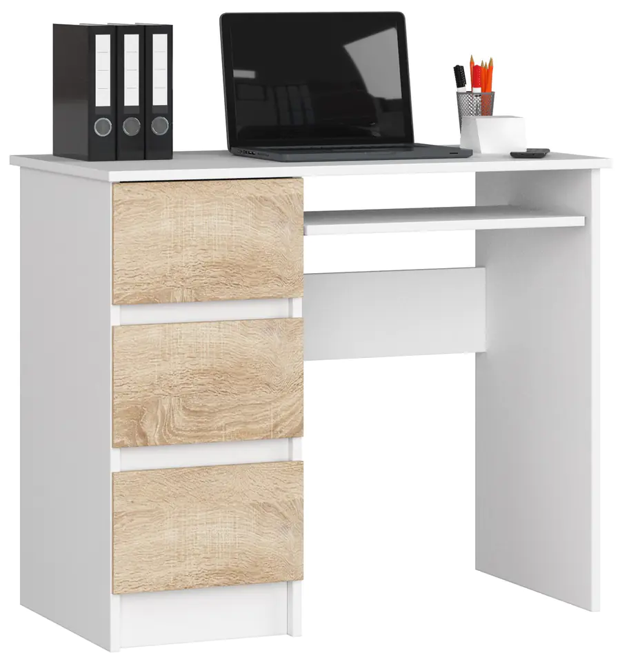 ⁨COMPUTER DESK A-6 90 cm LEFT WHITE / SONOMA⁩ at Wasserman.eu