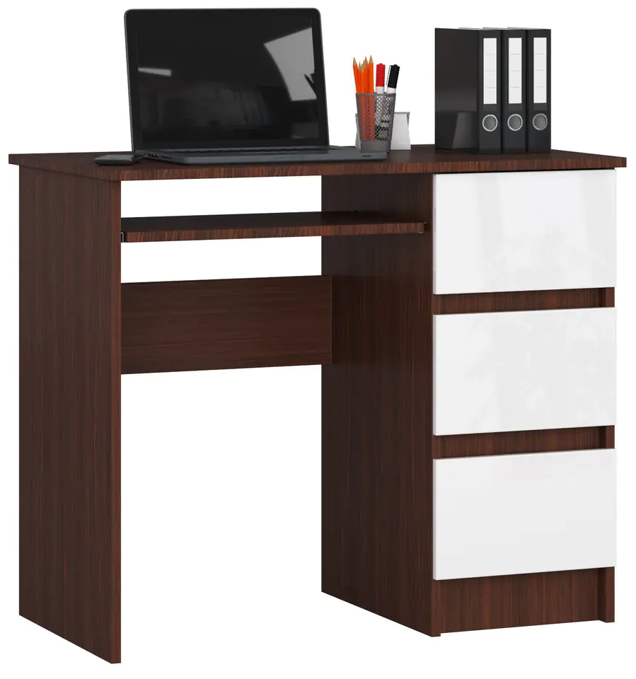 ⁨COMPUTER DESK A-6 90 cm RIGHT WENGE / WHITE⁩ at Wasserman.eu