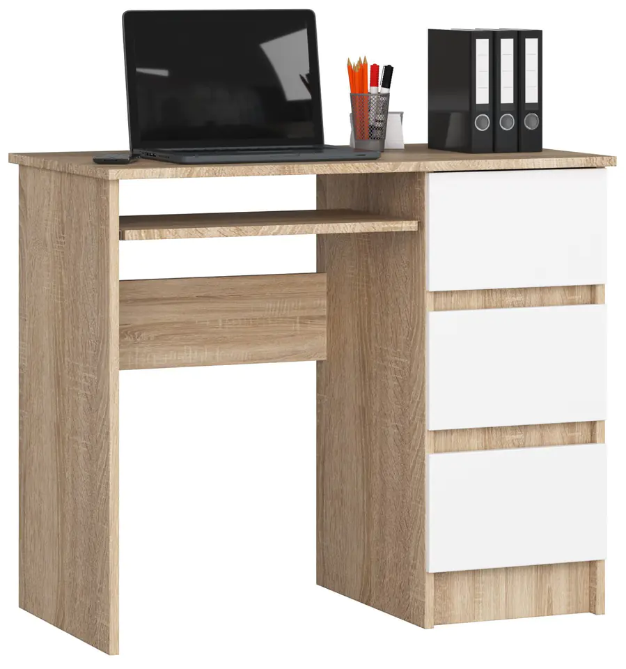 ⁨COMPUTER DESK A-6 90 cm RIGHT SONOMA / WHITE⁩ at Wasserman.eu