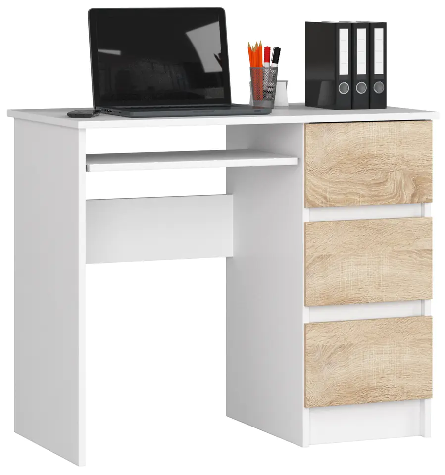 ⁨COMPUTER DESK A-6 90 cm RIGHT WHITE / SONOMA⁩ at Wasserman.eu