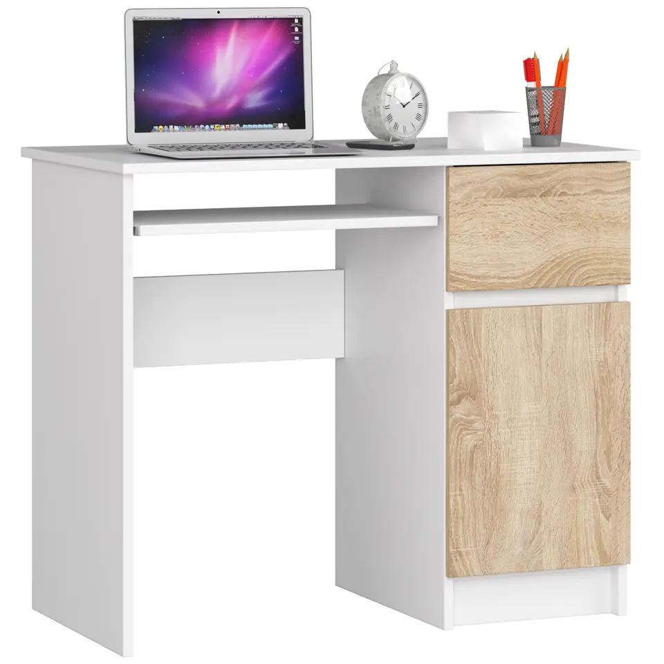 ⁨COMPUTER DESK 90 cm PIXEL RIGHT WHITE / SONOMA⁩ at Wasserman.eu