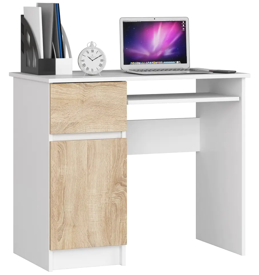 ⁨COMPUTER DESK 90 cm PIXEL LEFT WHITE / SONOMA⁩ at Wasserman.eu