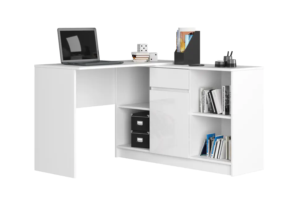 ⁨CORNER DESK - SET B-17 CHEST OF DRAWERS AND DESK WHITE GLOSS⁩ at Wasserman.eu